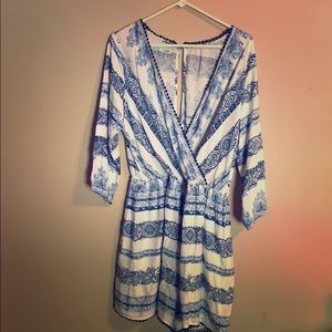 Oh So Pretty Blue Patterned Romper